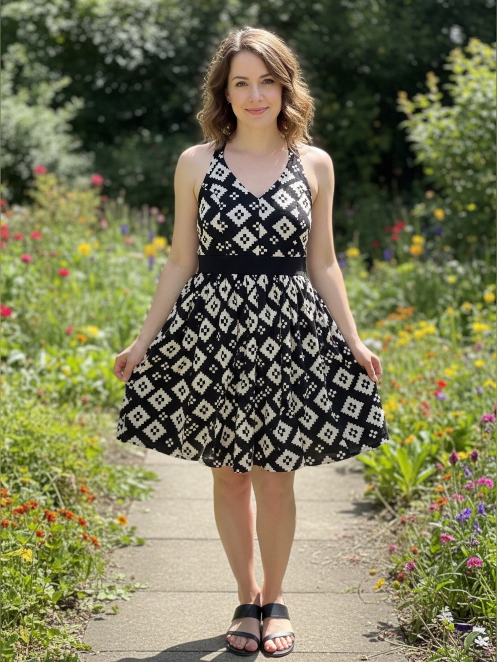 Black & White Diamond Print women’s' Dress
